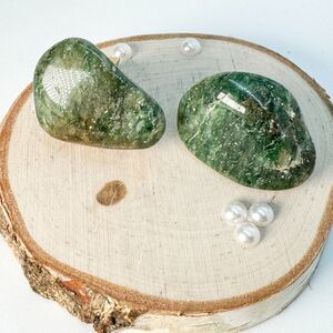 Natural Green Stone Cufflinks Vintage Amazonite Jade Agate Formal Stylish